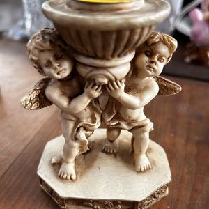 Vintage Cherub ANGEL CANDLE HOLDER Pillar Victorian